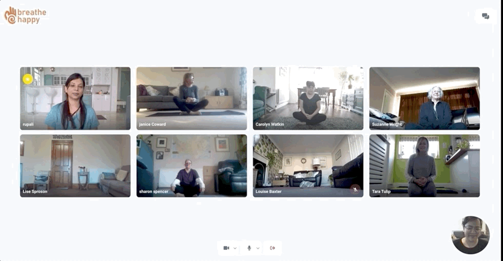 Class in Action Breathe Happy, an AI focussed video platform for fitness with expert trainers and posture correction tool.